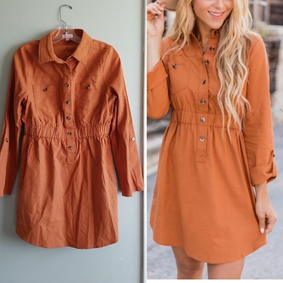 Pink Lily Dresses & Skirts - A Feeling Like This Rust Dress